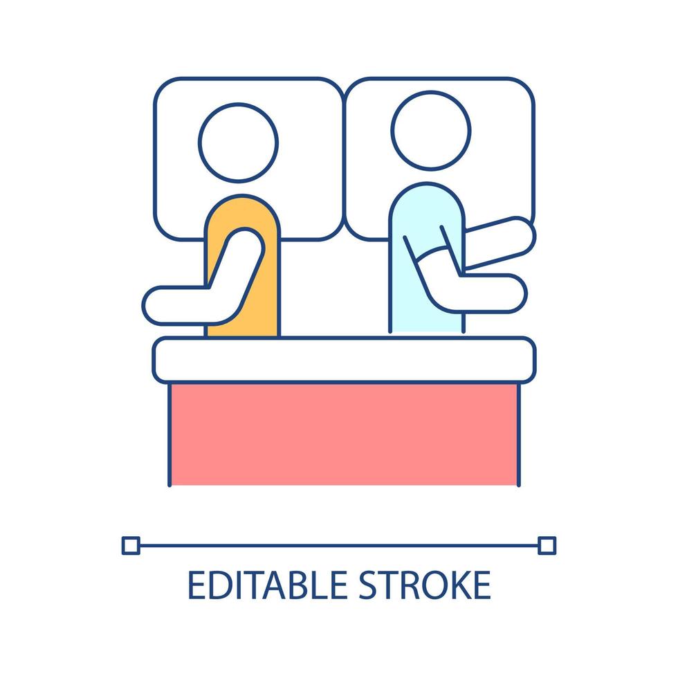 Lack of commitment RGB color icon. Physical separation. Problems in relationship. Divorce reason. Isolated vector illustration. Simple filled line drawing. Editable stroke. Arial font used
