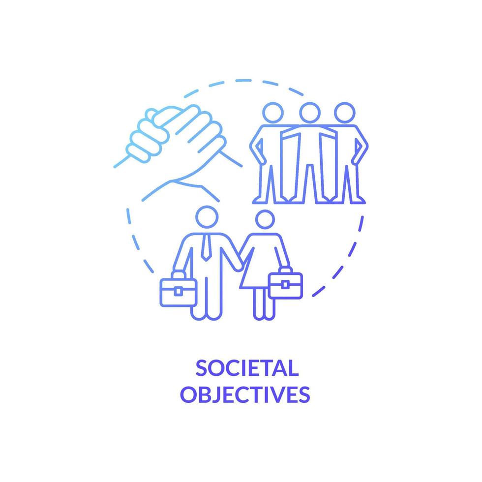 Societal objectives blue gradient concept icon. Social needs and challenges. HR abstract idea thin line illustration. Isolated outline drawing. Roboto-Medium, Myriad Pro-Bold fonts used vector