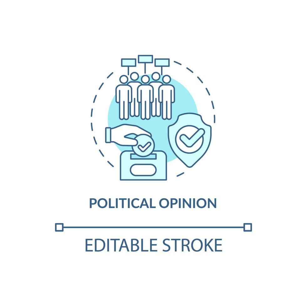 Political opinion turquoise concept icon. Sensitive information protection abstract idea thin line illustration. Isolated outline drawing. Editable stroke. Roboto-Medium, Myriad Pro-Bold fonts used vector