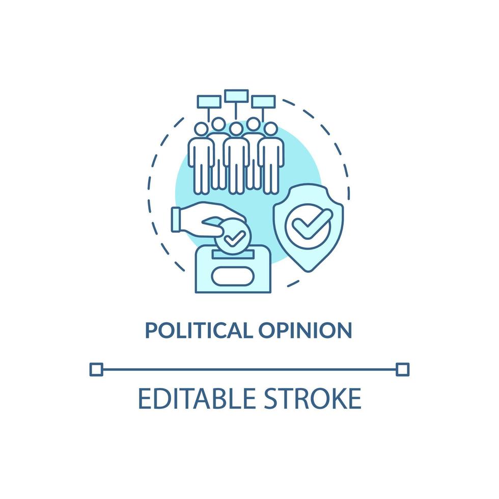 icono de concepto turquesa de opinión política. protección de información sensible idea abstracta ilustración de línea delgada. dibujo de contorno aislado. trazo editable. roboto-medium, innumerables fuentes pro-bold utilizadas vector