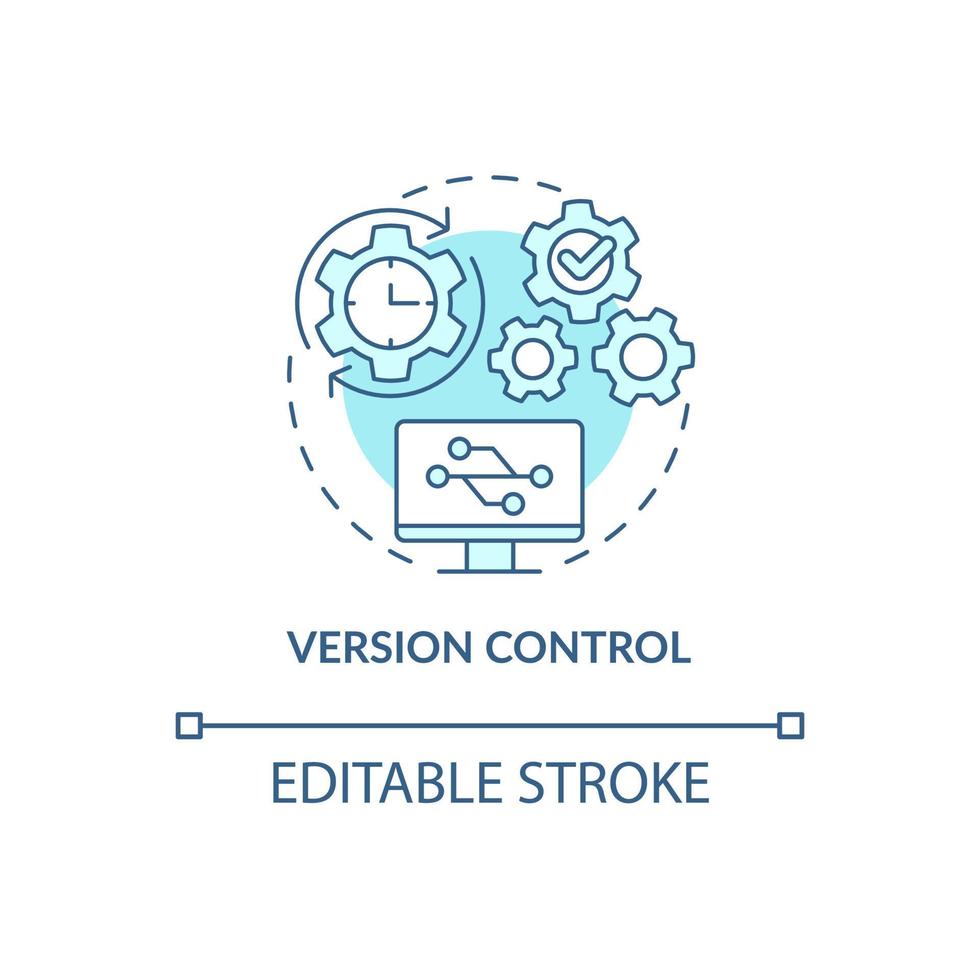 Version control turquoise concept icon. Safety of sensitive data abstract idea thin line illustration. Isolated outline drawing. Editable stroke. Roboto-Medium, Myriad Pro-Bold fonts used vector