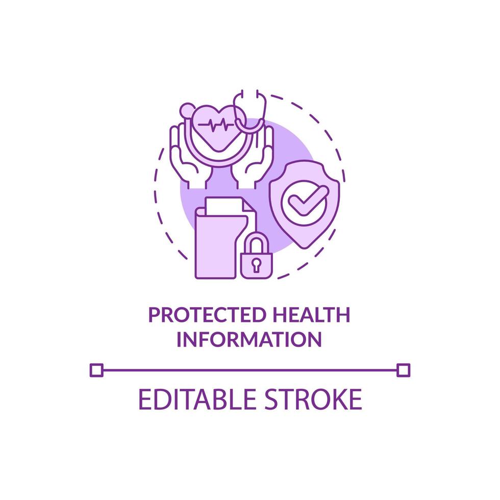 Protected health information purple concept icon. Patient medical records abstract idea thin line illustration. Isolated outline drawing. Editable stroke. Roboto-Medium, Myriad Pro-Bold fonts used vector