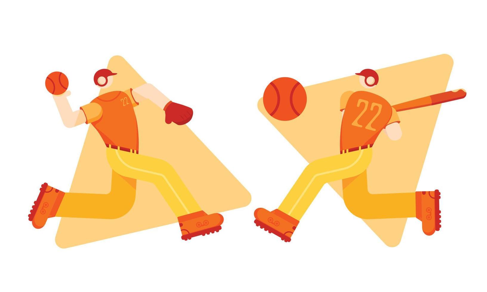 baseball player character illustration with flat illustration vector