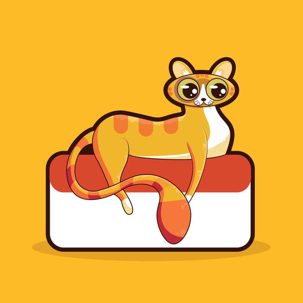 ilustración de personaje de gato amarillo con papel blanco en blanco vector