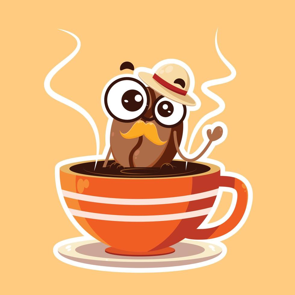 coffee bean cartoon character illustration vector