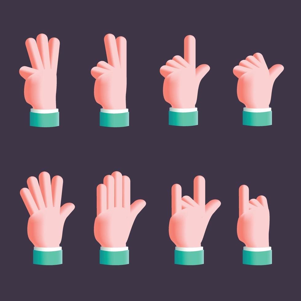 hand gesture vector 3d illustration collection