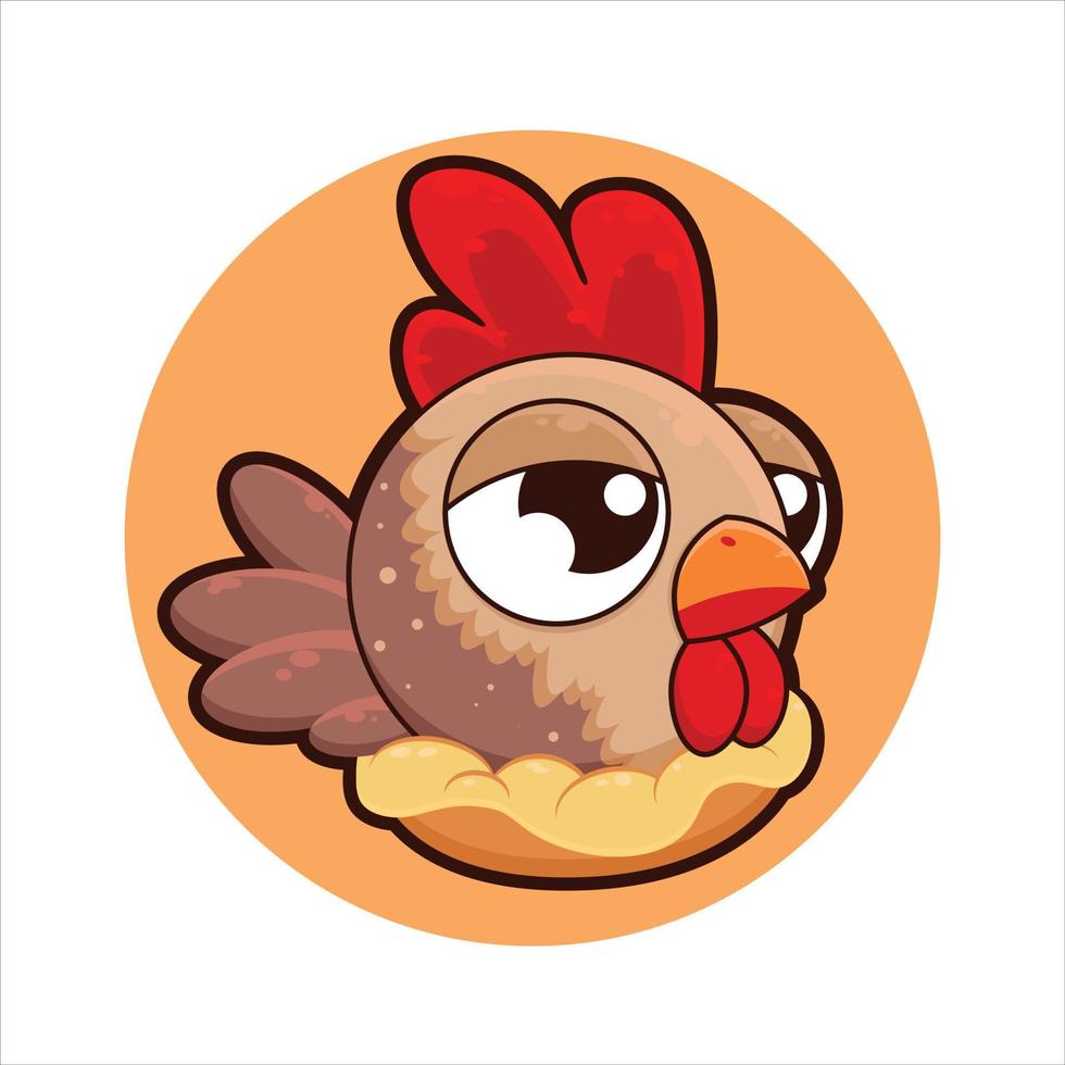 Ilustración de vector de personaje de dibujos animados de pollo lindo