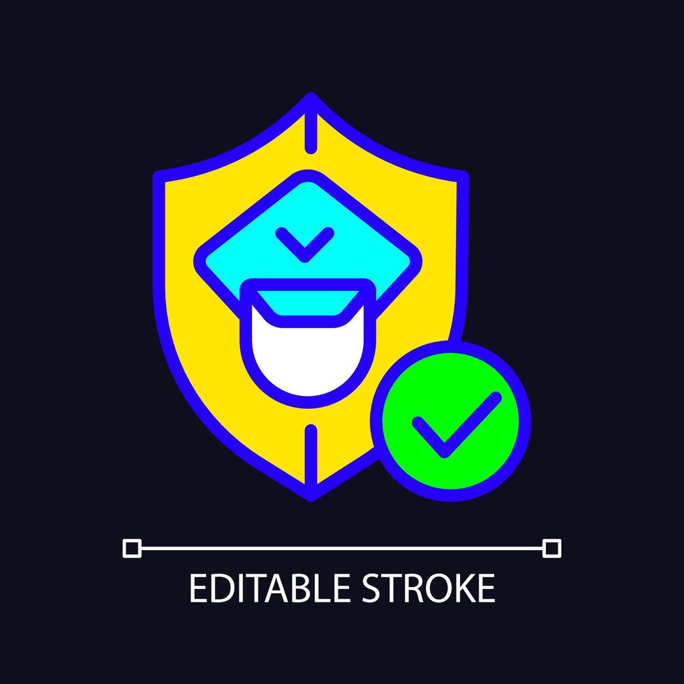 Customs officer RGB color icon for dark theme. Borders security. Enforcement and administration. Simple filled line drawing on night mode background. Editable stroke. Pixel perfect. Arial font used vector
