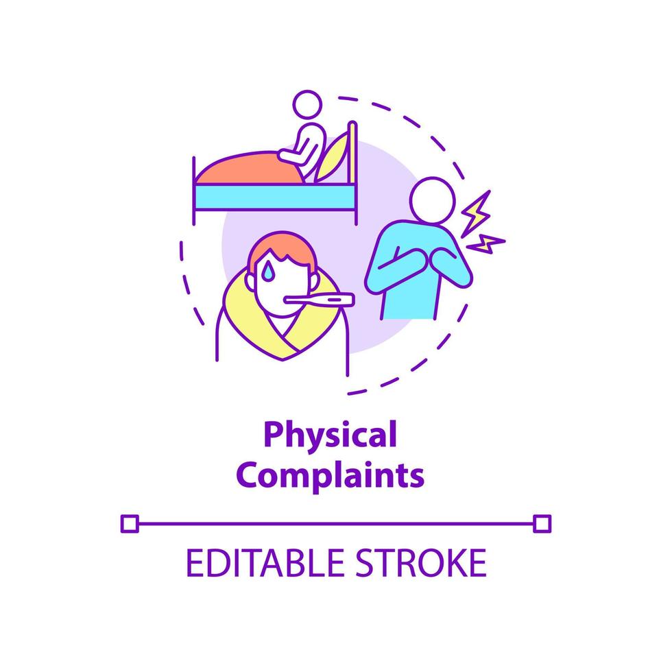 Physical complaints concept icon. Psychosomatic illness. Anxiety disorder abstract idea thin line illustration. Isolated outline drawing. Editable stroke. Roboto-Medium, Myriad Pro-Bold fonts used vector