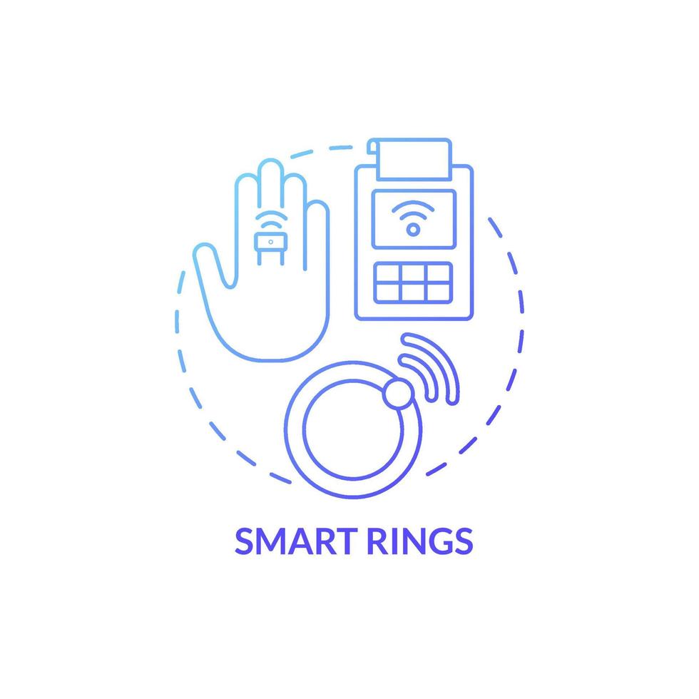 icono de concepto de gradiente azul de anillos inteligentes. dispositivo inalámbrico. sistemas sin contacto idea abstracta ilustración de línea delgada. dibujo de contorno aislado. roboto-medium, innumerables fuentes pro-bold utilizadas vector