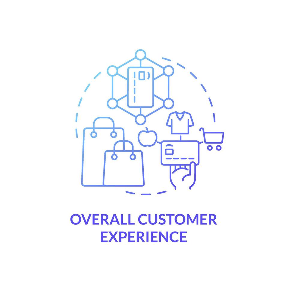 Overall customer experience blue gradient concept icon. Touchless system and service abstract idea thin line illustration. Isolated outline drawing. Roboto-Medium, Myriad Pro-Bold fonts used vector