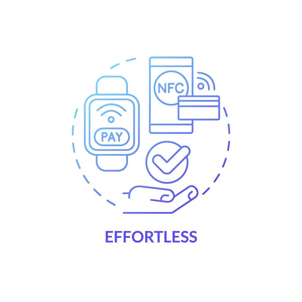 Effortless blue gradient concept icon. Innovative technology. Touchless system abstract idea thin line illustration. Isolated outline drawing. Roboto-Medium, Myriad Pro-Bold fonts used vector