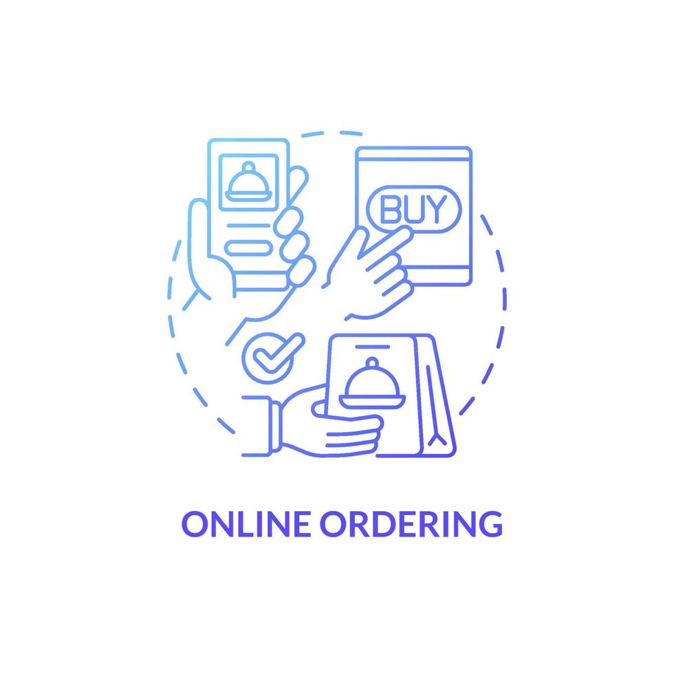 Online ordering blue gradient concept icon. Wireless solution. Touchless system abstract idea thin line illustration. Isolated outline drawing. Roboto-Medium, Myriad Pro-Bold fonts used vector