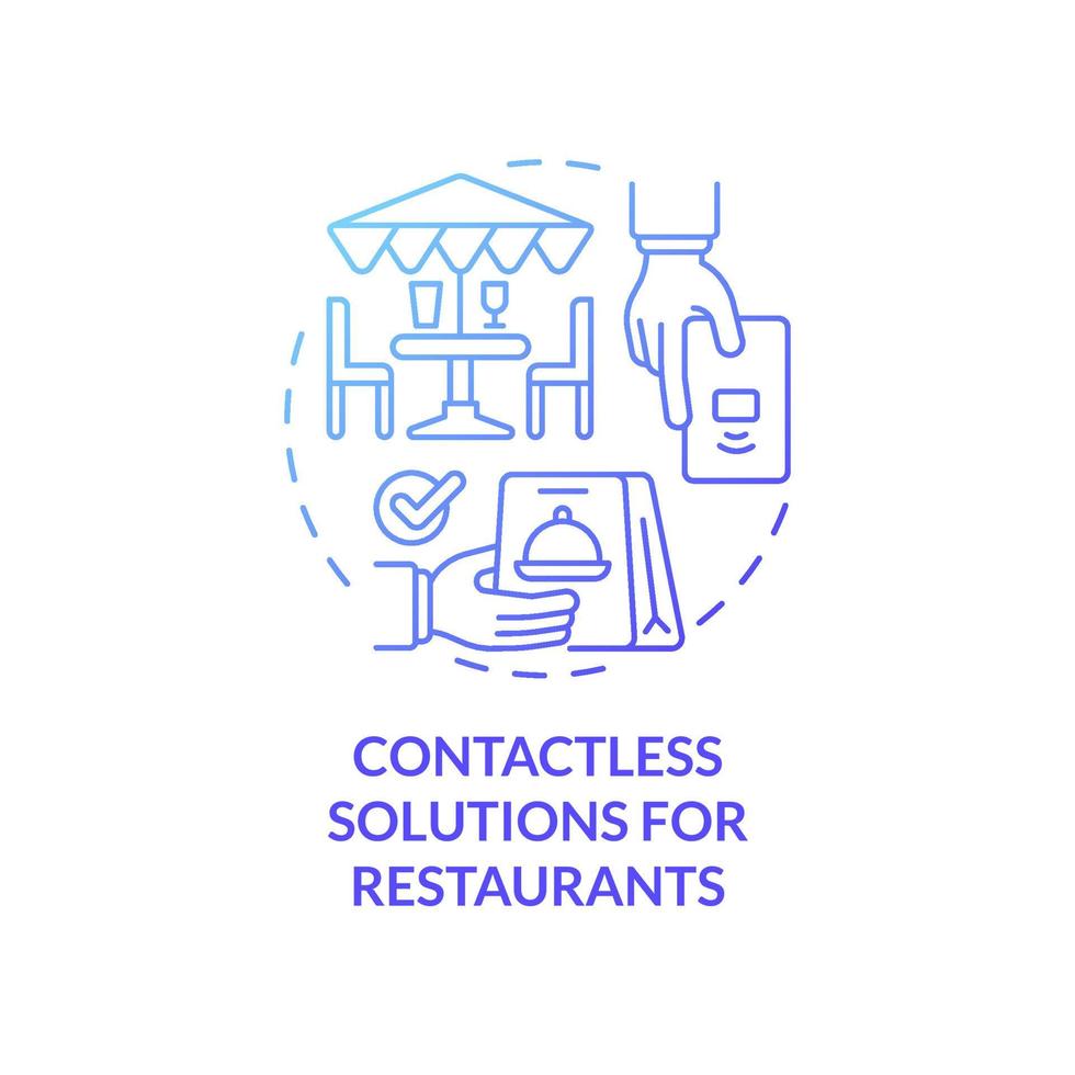 Contactless solutions for restaurant blue gradient concept icon. Touchless system abstract idea thin line illustration. Isolated outline drawing. Roboto-Medium, Myriad Pro-Bold fonts used vector