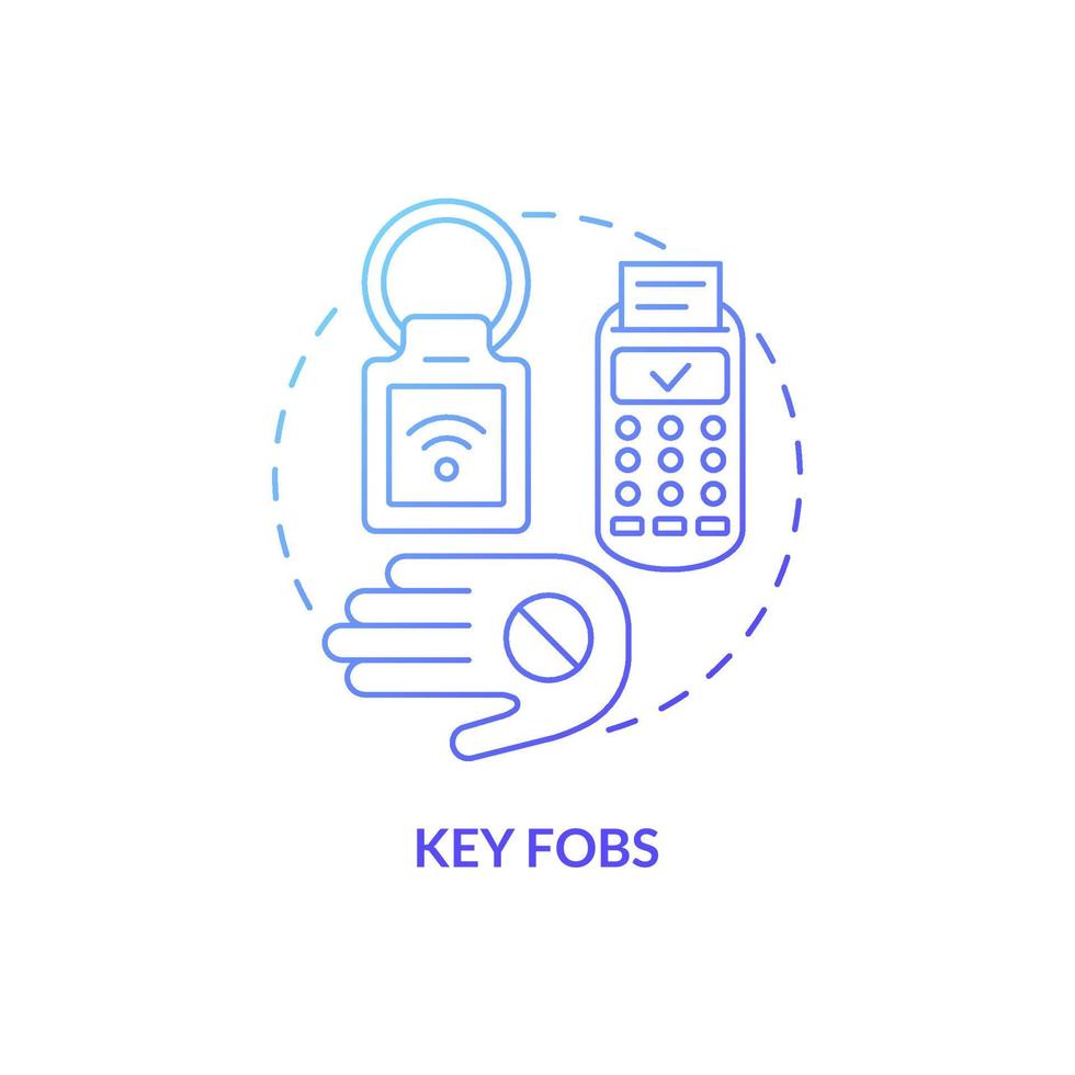 Key fobs blue gradient concept icon. Innovative lock control. Touchless system abstract idea thin line illustration. Isolated outline drawing. Roboto-Medium, Myriad Pro-Bold fonts used vector