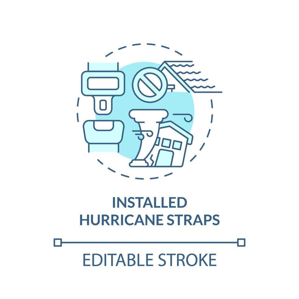 icono de concepto turquesa de correas de huracanes instaladas. hacer cumplir los sistemas idea abstracta ilustración de línea delgada. dibujo de contorno aislado. trazo editable. roboto-medium, innumerables fuentes pro-bold utilizadas vector