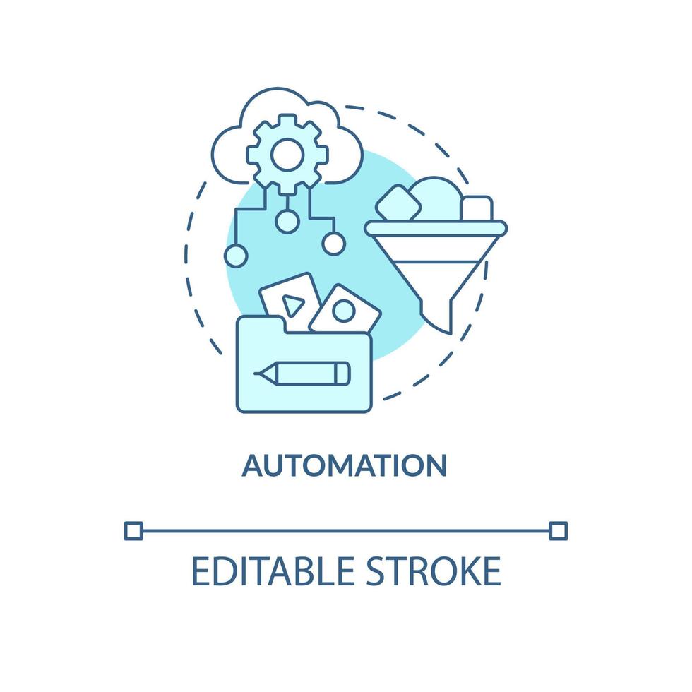 Automation blue concept icon. Subscription based services. Benefits abstract idea thin line illustration. Isolated outline drawing. Editable stroke. Roboto-Medium, Myriad Pro-Bold fonts used vector