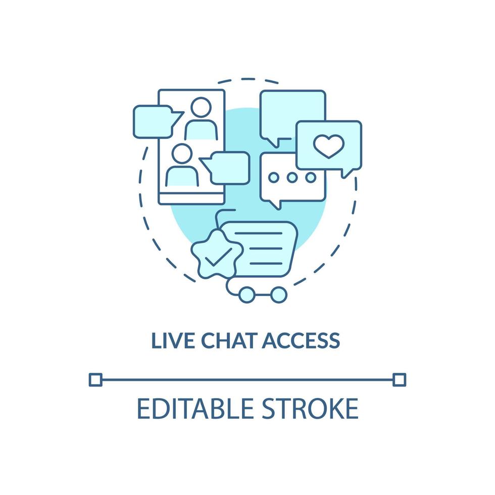 Live chat access blue concept icon. Paid subscription benefits abstract idea thin line illustration. Isolated outline drawing. Editable stroke. Roboto-Medium, Myriad Pro-Bold fonts used vector