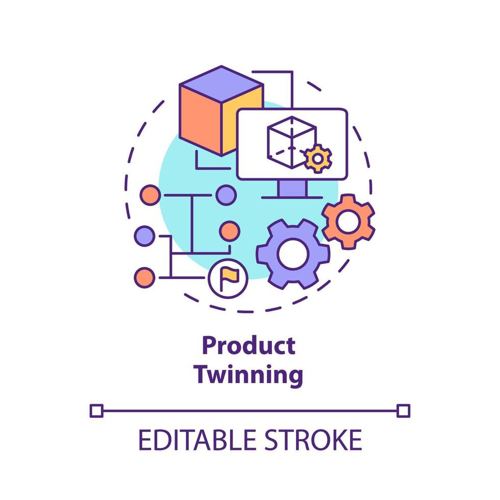 Product twinning concept icon. Virtual representation abstract idea thin line illustration. Twinning level. Isolated outline drawing. Editable stroke. Roboto-Medium, Myriad Pro-Bold fonts used vector