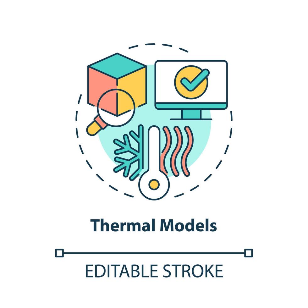 Thermal models concept icon. Digital twin abstract idea thin line illustration. Virtual representation of system. Isolated outline drawing. Editable stroke. Roboto-Medium, Myriad Pro-Bold fonts used vector