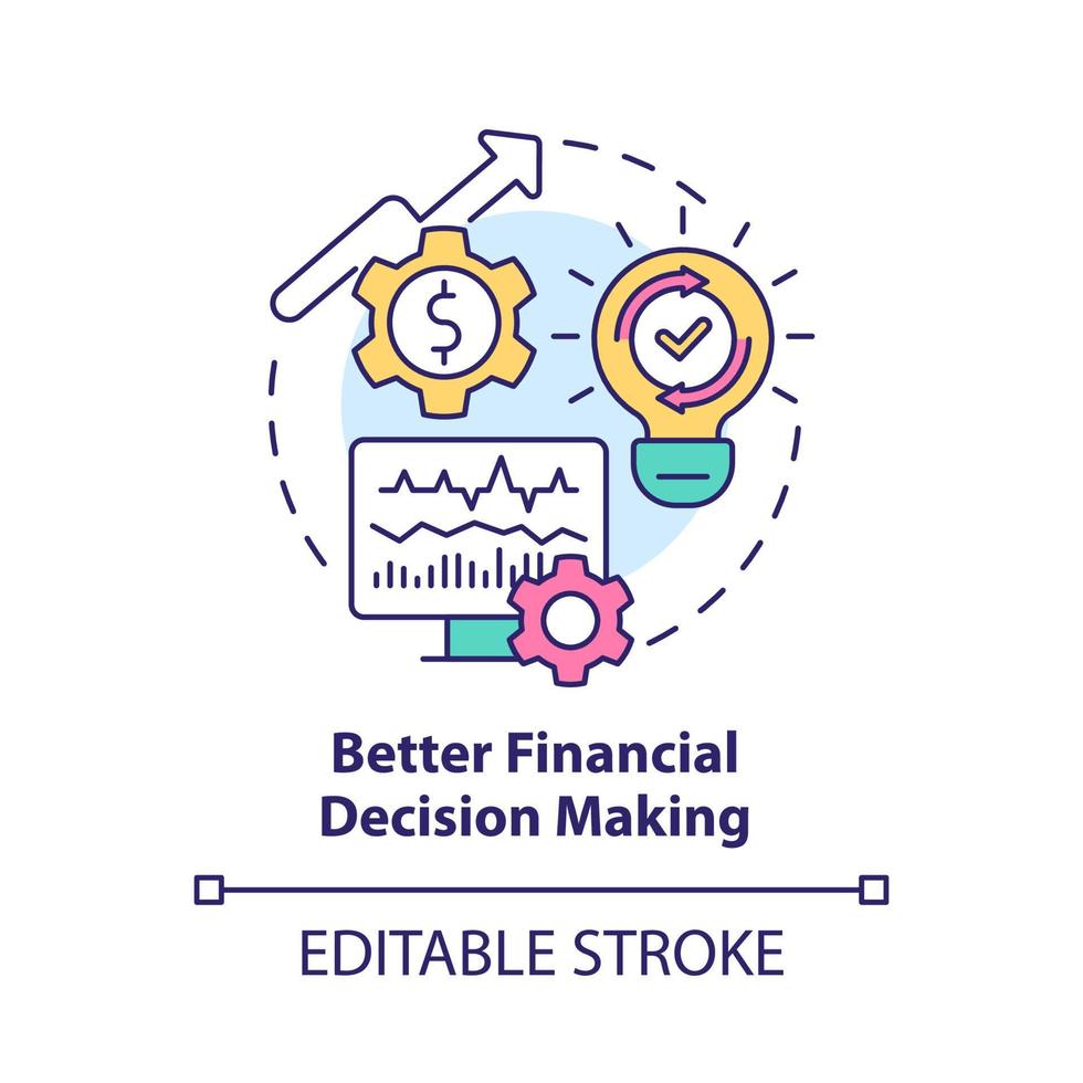 Better financial decision making concept icon. Digital twin solution abstract idea thin line illustration. Isolated outline drawing. Editable stroke. Roboto-Medium, Myriad Pro-Bold fonts used vector