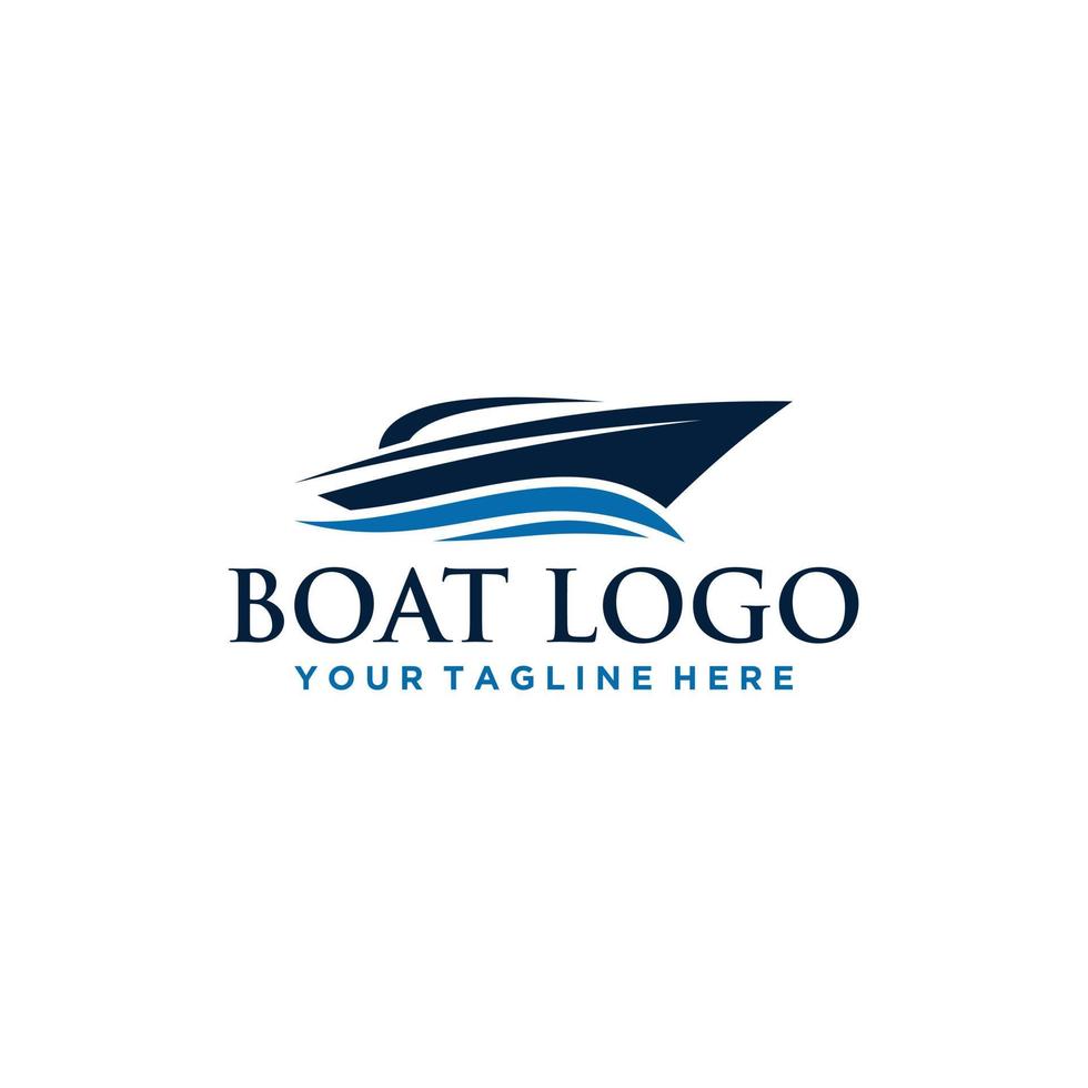 diseño de letrero de logotipo de barco y mar vector