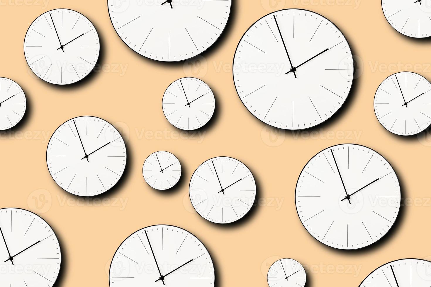 Classic wall clock mimimalism pattern on a pastel beige background photo
