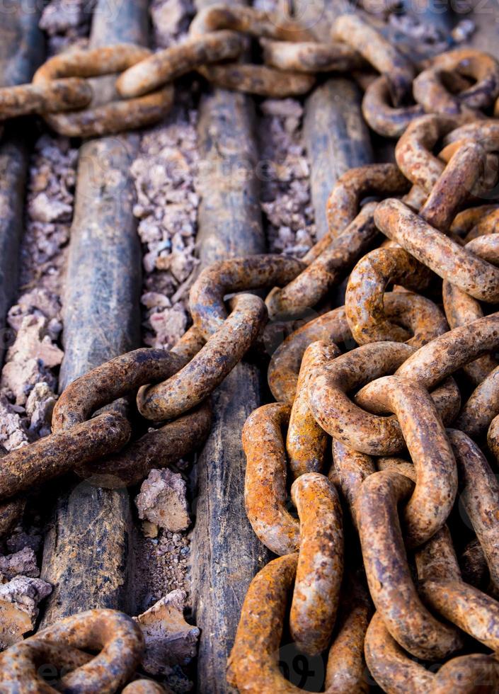 Rusty chain at construction site photo