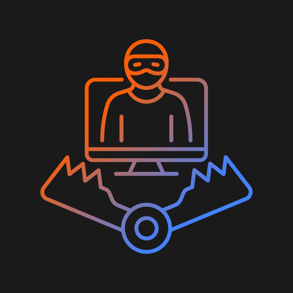 icono de vector de gradiente de honeypot para tema oscuro. trampa para los atacantes. método engañoso de ciberseguridad. atraer a los piratas informáticos. símbolo de color de línea delgada. pictograma de estilo moderno. dibujo de contorno aislado vectorial