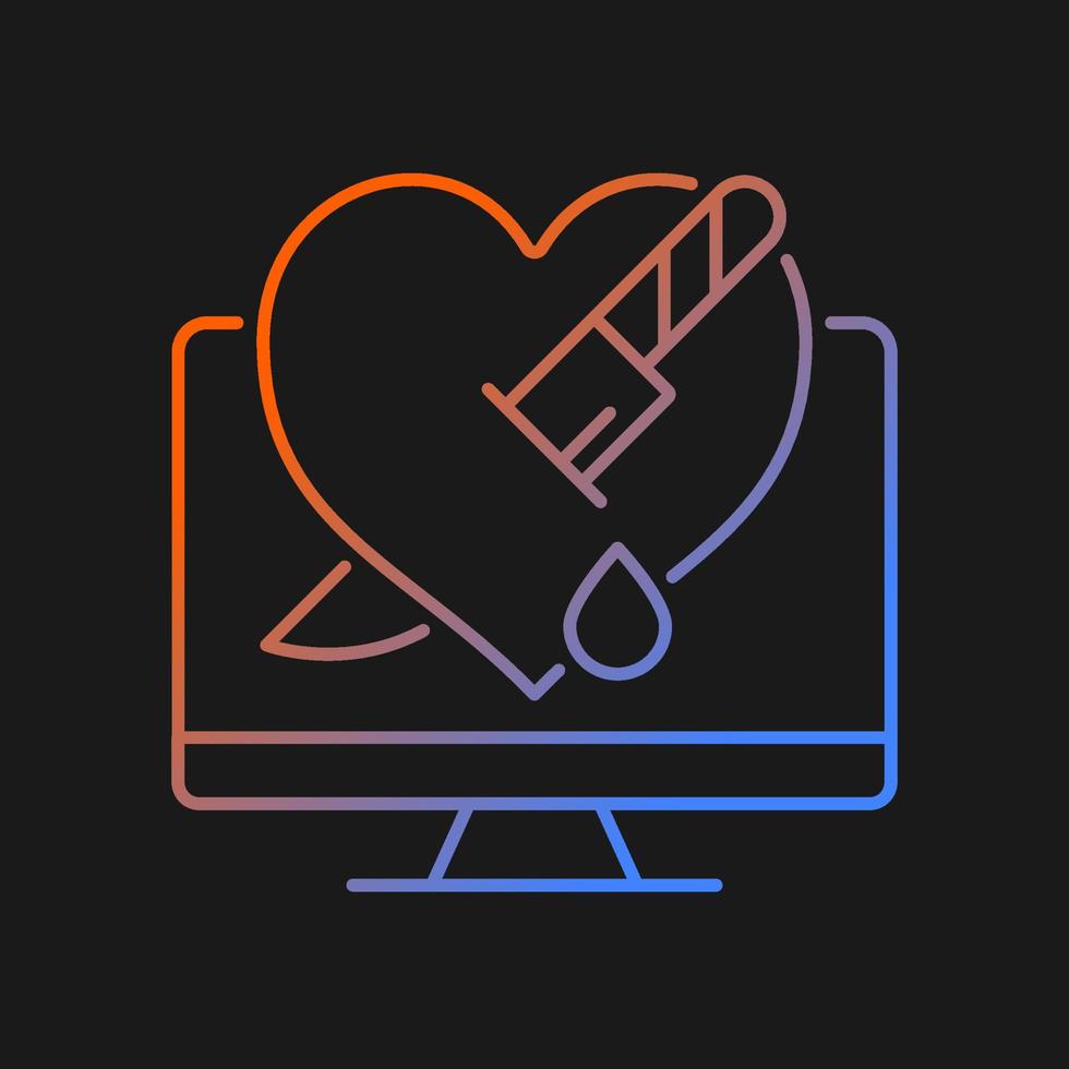 Personal revenge gradient vector icon for dark theme. Stealing personal data and information for vengeance. Cybercrime. Thin line color symbol. Modern style pictogram. Vector isolated outline drawing