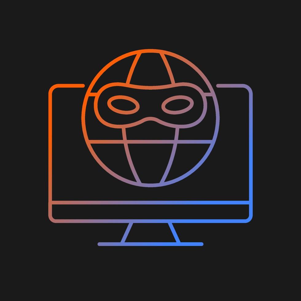 Dark web gradient vector icon for dark theme. Hidden internet. Specific web browser for access. Illegal market. Thin line color symbol. Modern style pictogram. Vector isolated outline drawing