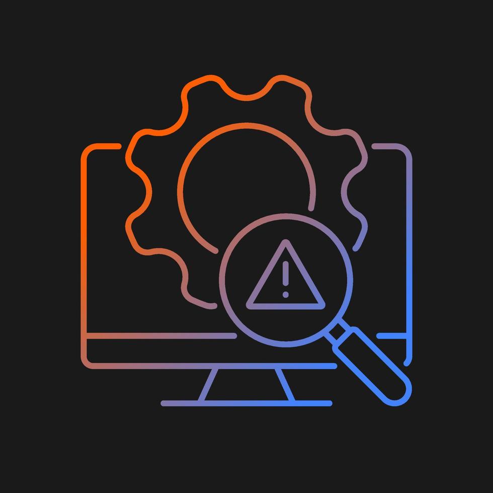 Threat management gradient vector icon for dark theme. Detect malicious activities and prevent. Computer disruption. Thin line color symbol. Modern style pictogram. Vector isolated outline drawing