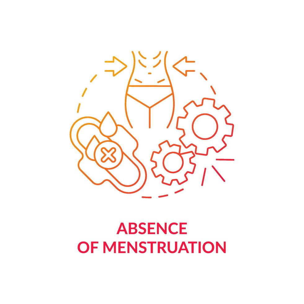 Absence of menstruation red gradient concept icon. Female disease. Amenorrhea abstract idea thin line illustration. Isolated outline drawing. Roboto-Medium, Myriad Pro-Bold fonts used vector