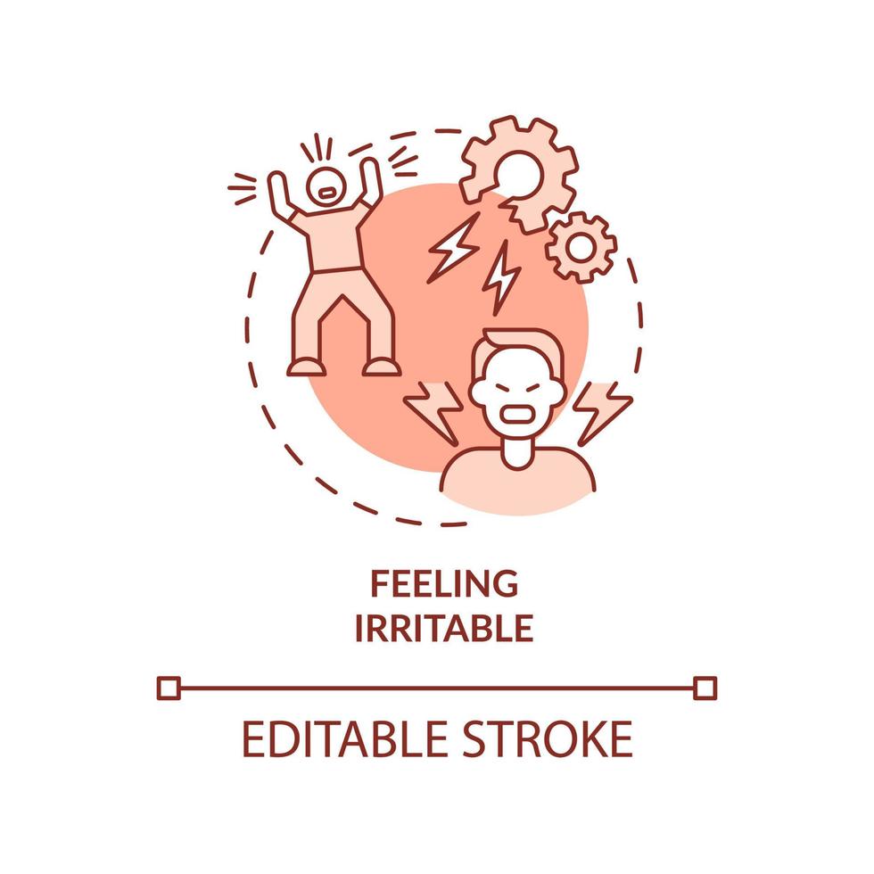 Feeling irritable terracotta concept icon. Anxiety disorder. Mental illness abstract idea thin line illustration. Isolated outline drawing. Editable stroke. Roboto-Medium, Myriad Pro-Bold fonts used vector