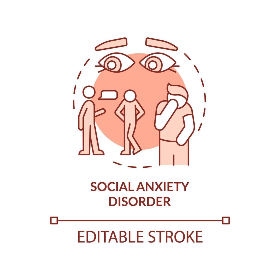 Social anxiety disorder terracotta concept icon. Emotional disorder abstract idea thin line illustration. Isolated outline drawing. Editable stroke. Roboto-Medium, Myriad Pro-Bold fonts used vector