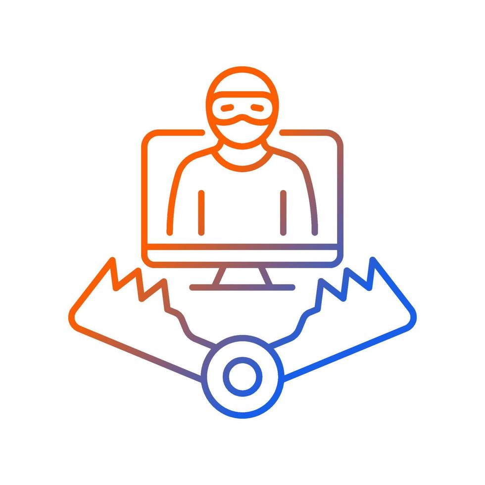 Honeypot gradient linear vector icon. Trap for attackers. Deceptive method of cybersecurity. Luring hackers. Thin line color symbol. Modern style pictogram. Vector isolated outline drawing