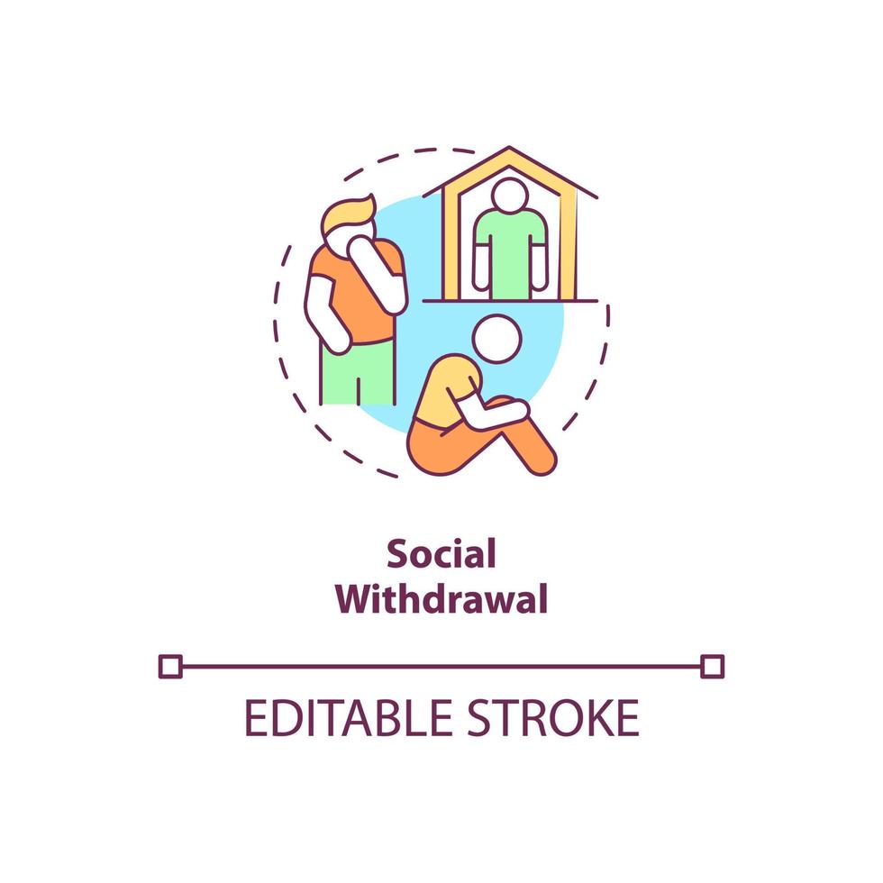 Social withdrawal concept icon. Avoid contacting with people. Isolation abstract idea thin line illustration. Isolated outline drawing. Editable stroke. Roboto-Medium, Myriad Pro-Bold fonts used vector