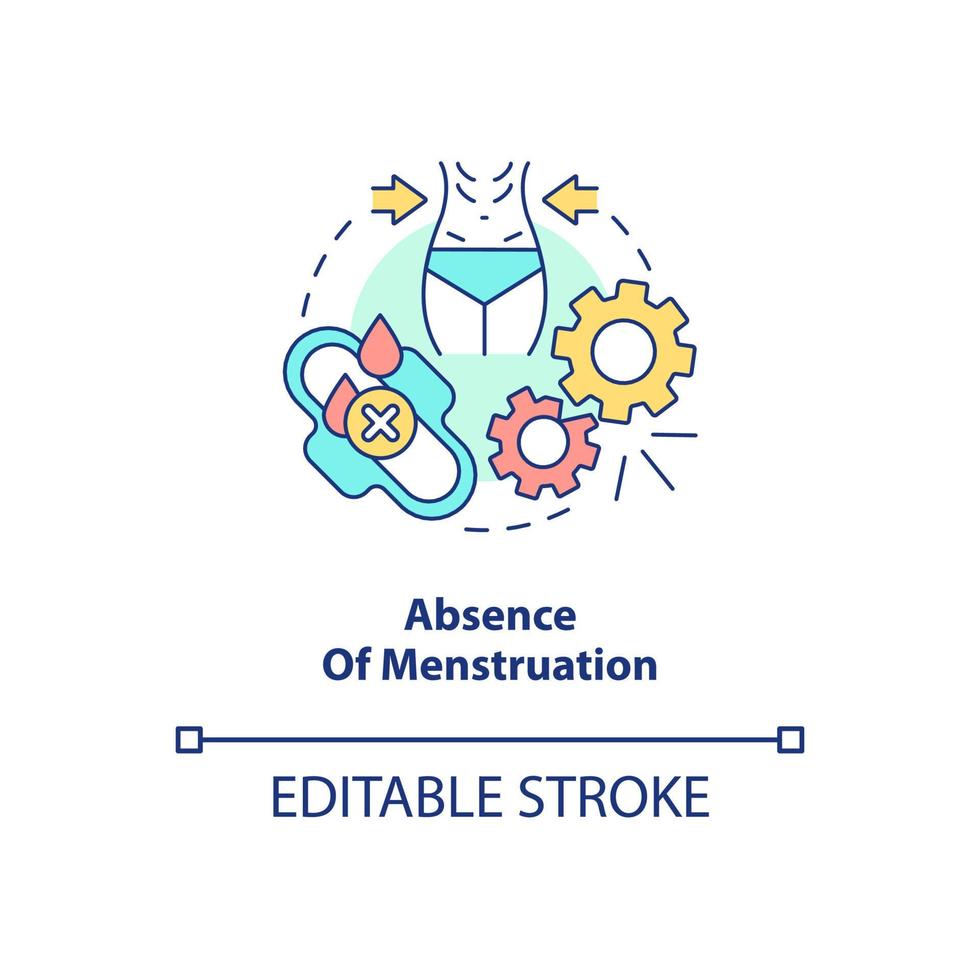 Absence of menstruation concept icon. Missing menstrual periods. Amenorrhea abstract idea thin line illustration. Isolated outline drawing. Editable stroke. Roboto-Medium, Myriad Pro-Bold fonts used vector