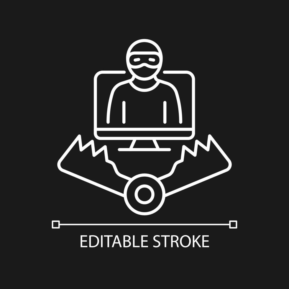 Honeypot white linear icon for dark theme. Trap for attackers. Luring hackers. Thin line customizable illustration. Isolated vector contour symbol for night mode. Editable stroke. Arial font used