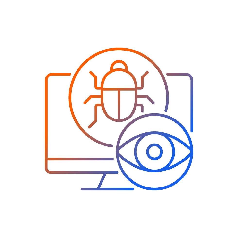 Spyware gradient linear vector icon. Malicious software. Spying and monitoring malware. Stealing information. Thin line color symbol. Modern style pictogram. Vector isolated outline drawing