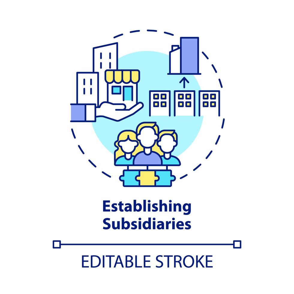 Establishing subsidiaries concept icon. Internal business growth abstract idea thin line illustration. Daughter and holding company. Vector isolated outline color drawing. Editable stroke
