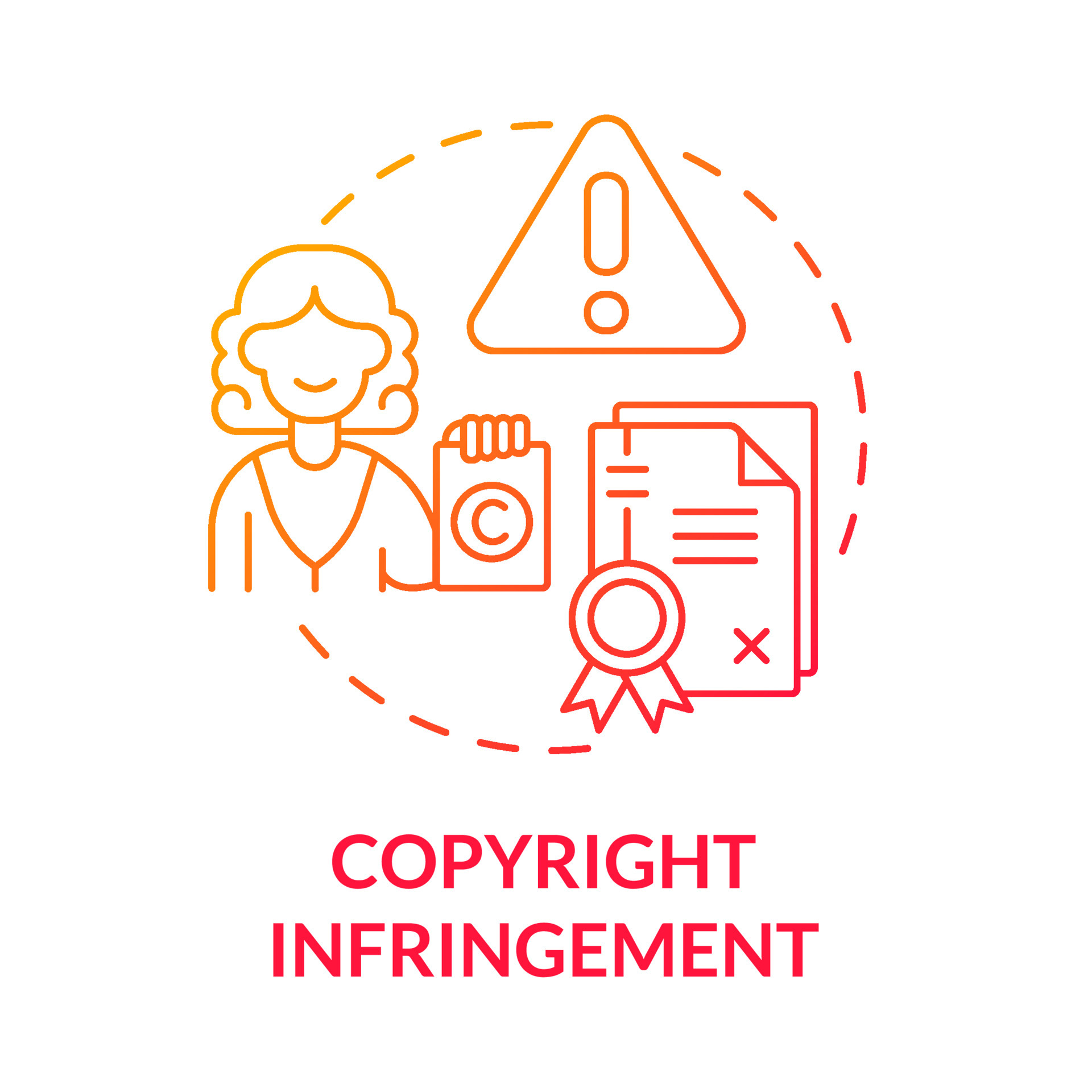 Copyright infringement red gradient concept icon. Online