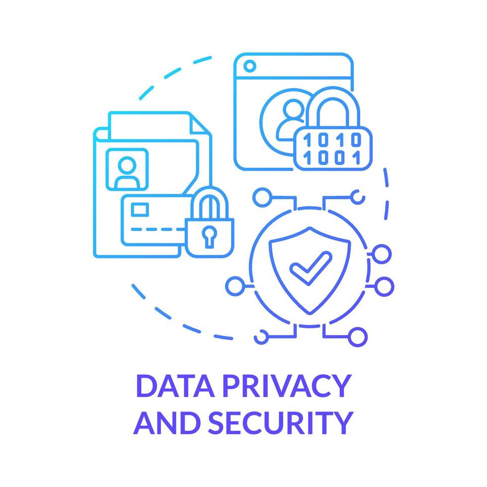 Data privacy and security blue gradient concept icon. Online entrepreneurship risk abstract idea thin line illustration. Privacy policy. Keeping data safe. Vector isolated outline color drawing