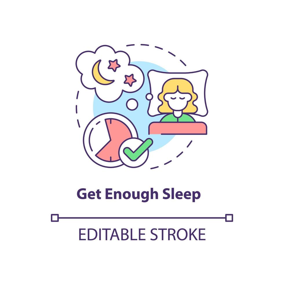 Get enough sleep concept icon. Mental health during pregnancy abstract idea thin line illustration. Consistent sleep schedule. Stress reduction. Vector isolated outline color drawing. Editable stroke