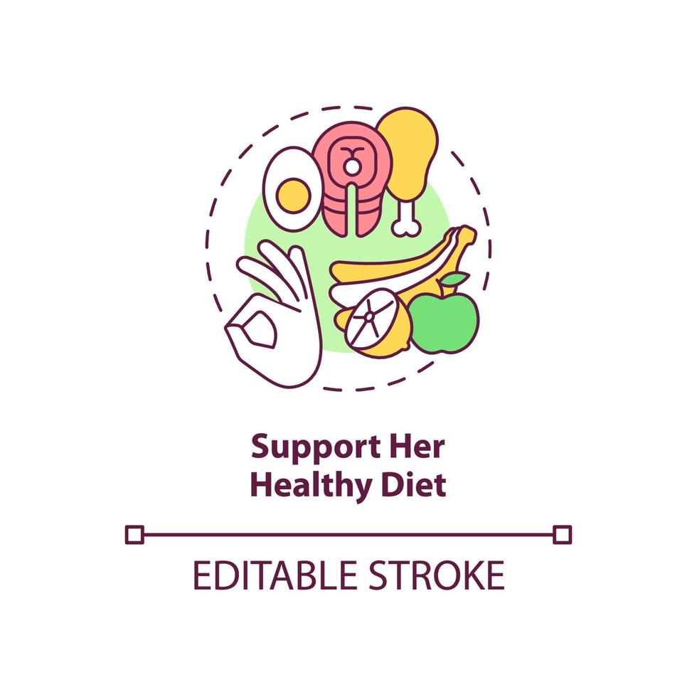 Support her healthy diet concept icon. Partner support during pregnancy abstract idea thin line illustration. Providing well-balanced diet. Vector isolated outline color drawing. Editable stroke