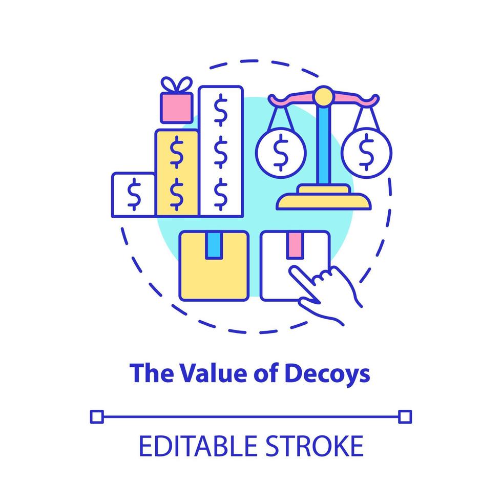 The value of decoys concept icon. Prices comparison. Product cost