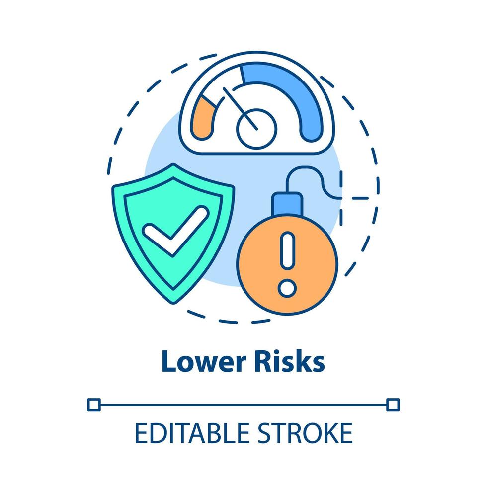 Lower risks concept icon. Internal growth abstract idea thin line illustration. Business expansion. Reduce threats possibility. Vector isolated outline color drawing. Editable stroke