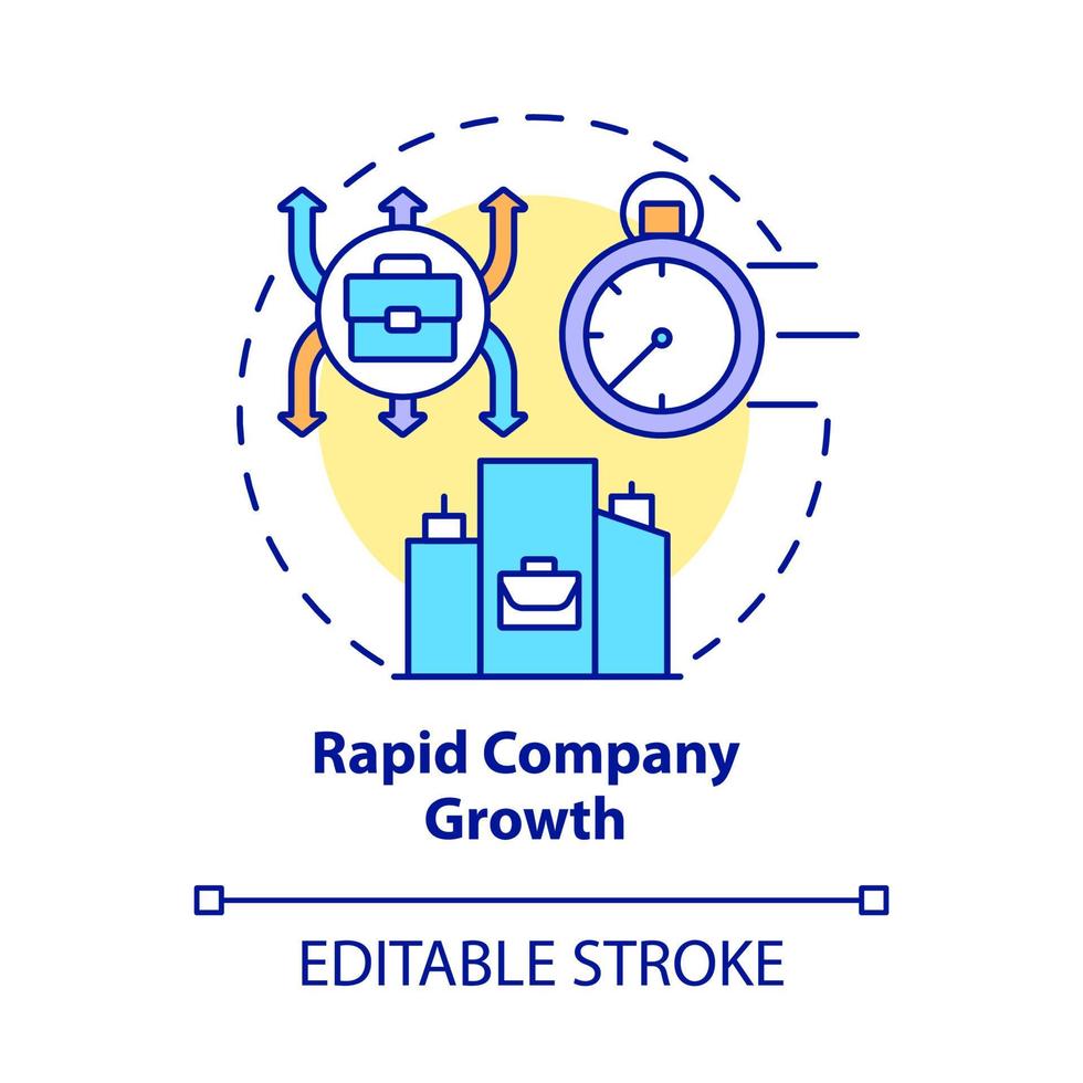 Rapid company growth concept icon. External business growth abstract idea thin line illustration. Mergers and acquisitions. Company development. Vector isolated outline color drawing. Editable stroke