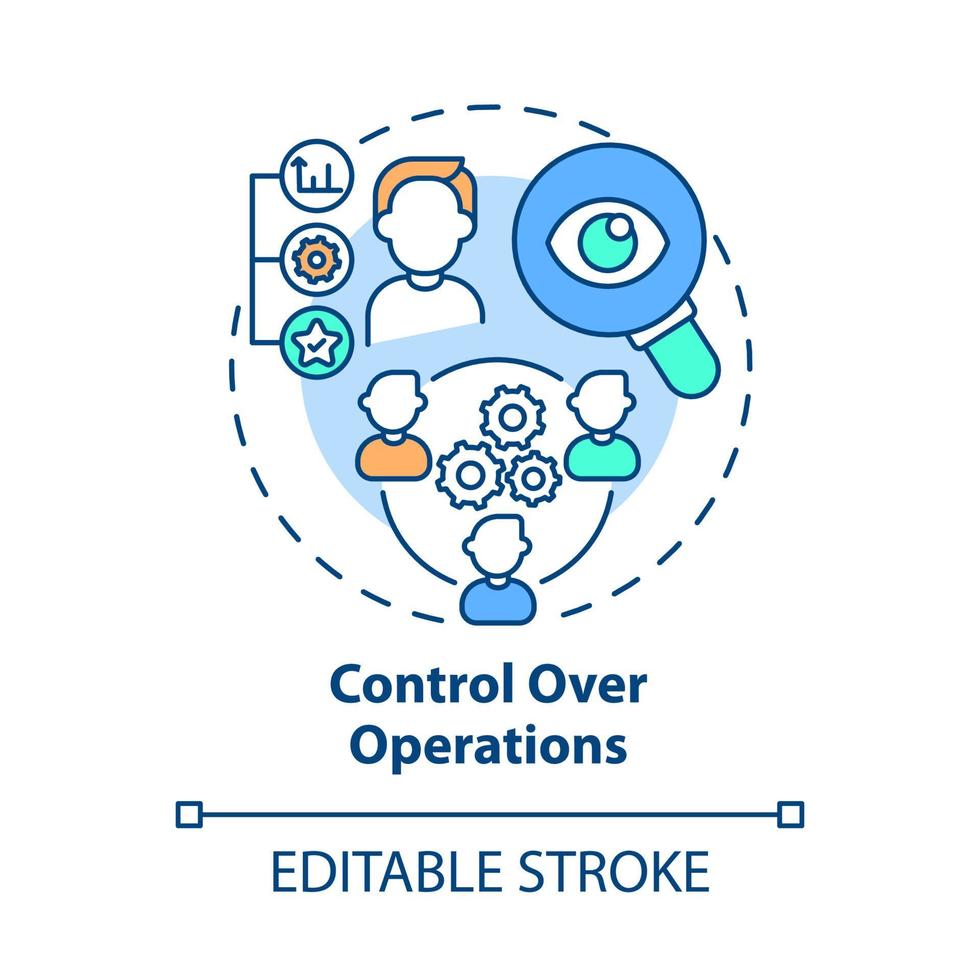 Control over operations concept icon. Internal growth abstract idea thin line illustration. Current employees engagement. Company development. Vector isolated outline color drawing. Editable stroke