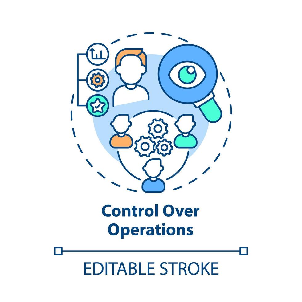 control sobre el icono del concepto de operaciones. crecimiento interno idea abstracta ilustración de línea delgada. compromiso de los empleados actuales. desarrollo de la empresa. dibujo de color de contorno aislado vectorial. trazo editable vector